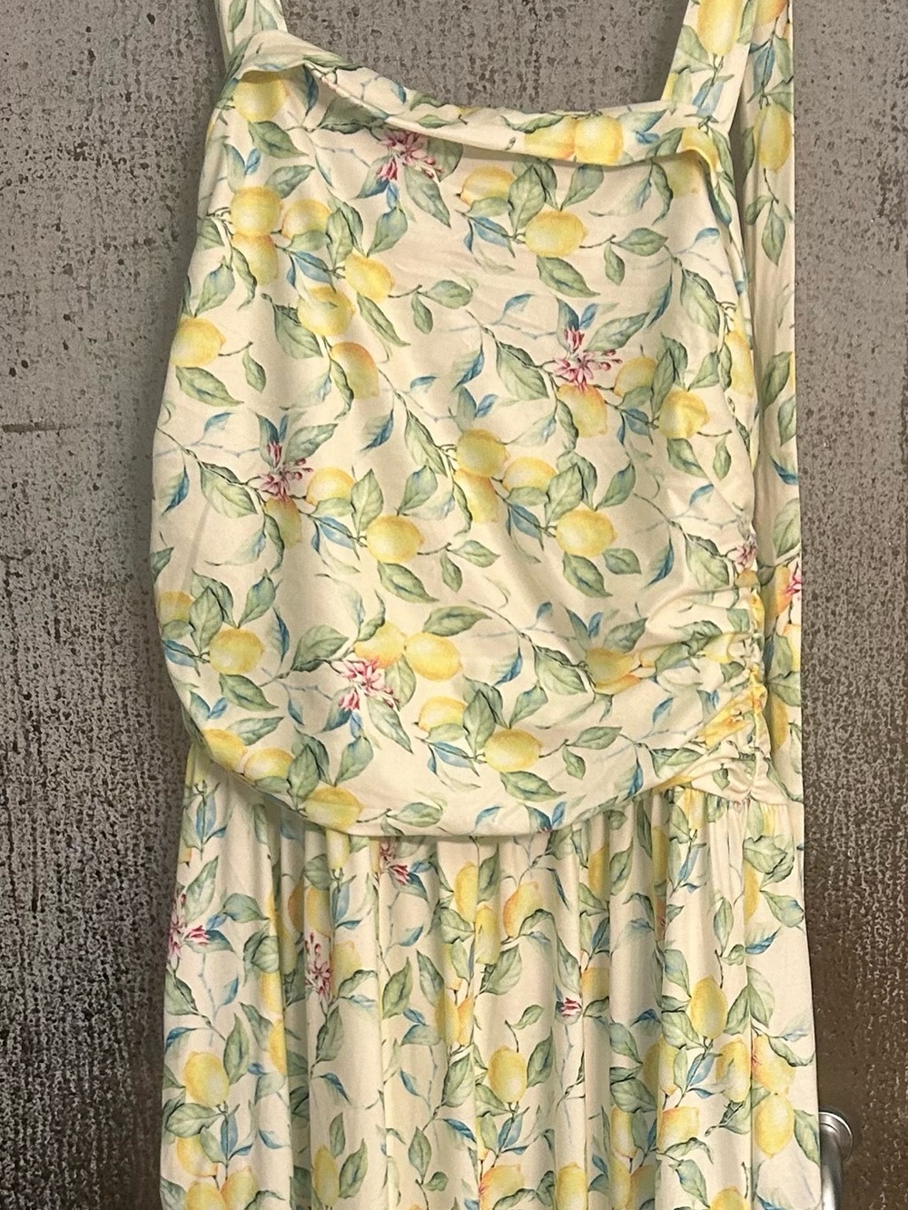 Lemon Print Strapless Maxi Dress in Yellow & Green